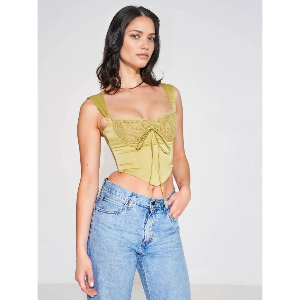 Sahara Lace Satin Corset Top - Picture 3 of 11